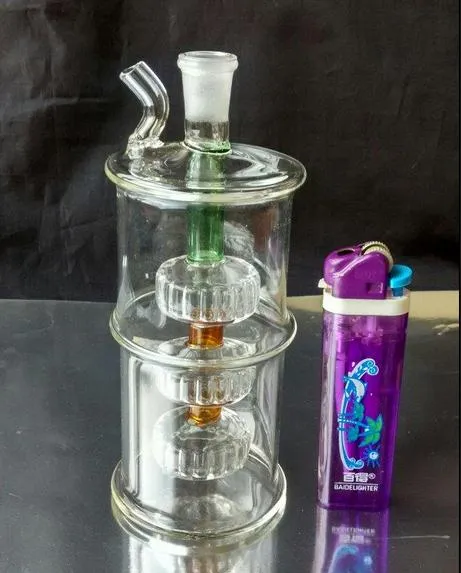 Groothandel gratis verzending ---- 2015 nieuw binnen drie filter glazen waterpijp / bong, hoge 13cm, cadeau-accessoires pot + stro