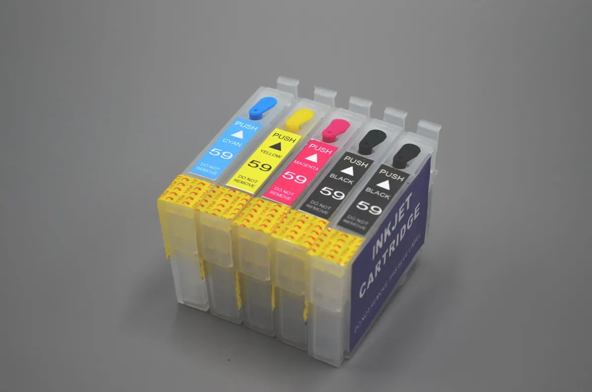 Cartucho de tinta recarregável IC59-5C para impressora Epson PX-1001, com chip de reinicialização automática. 1 set / lote