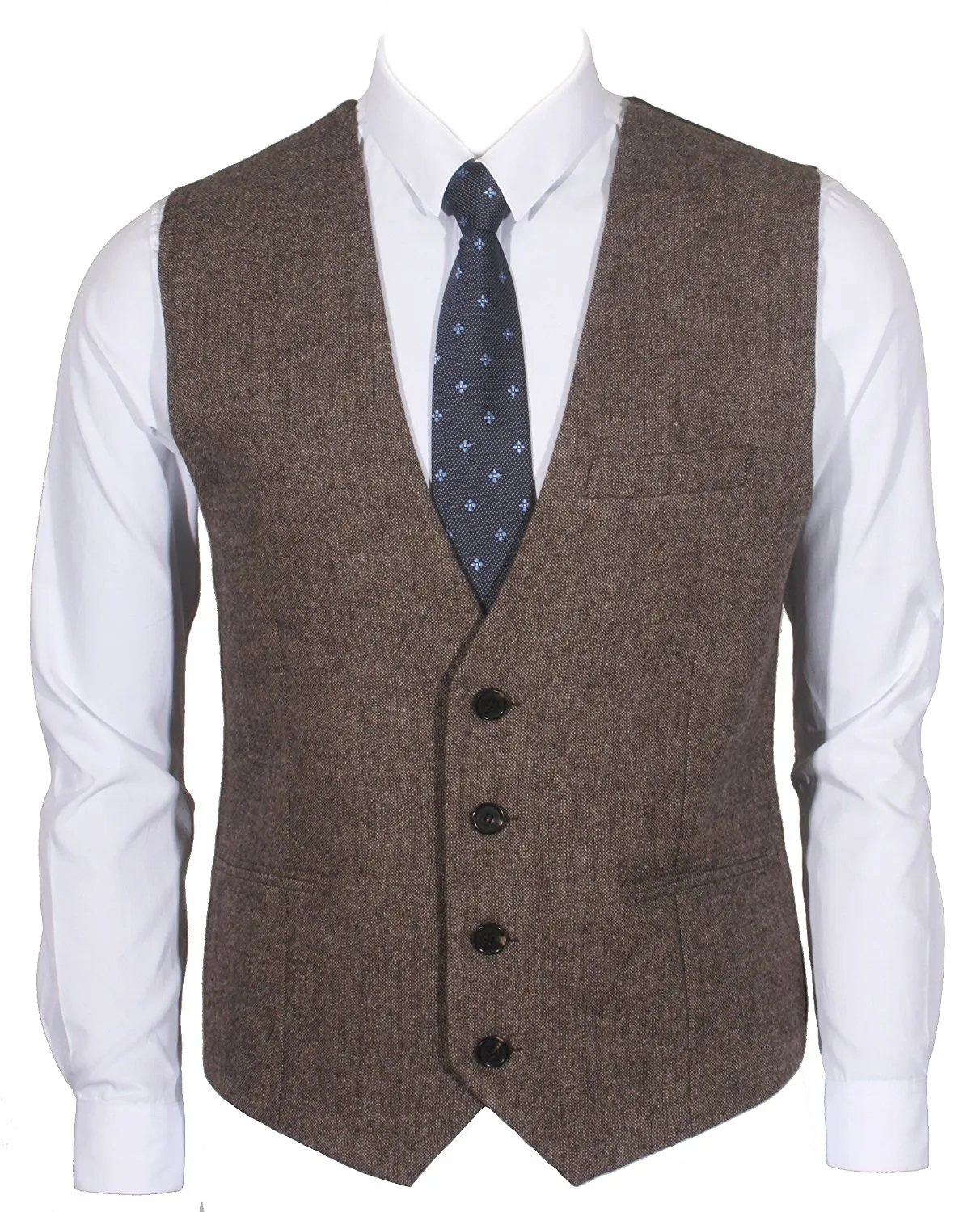 2019 Country Groom Vests Farm Wool Herringbone Tweed Vests Custom Made British Style Groom Vest Slim Fit Mens Suit Vest Waistcoat Dress