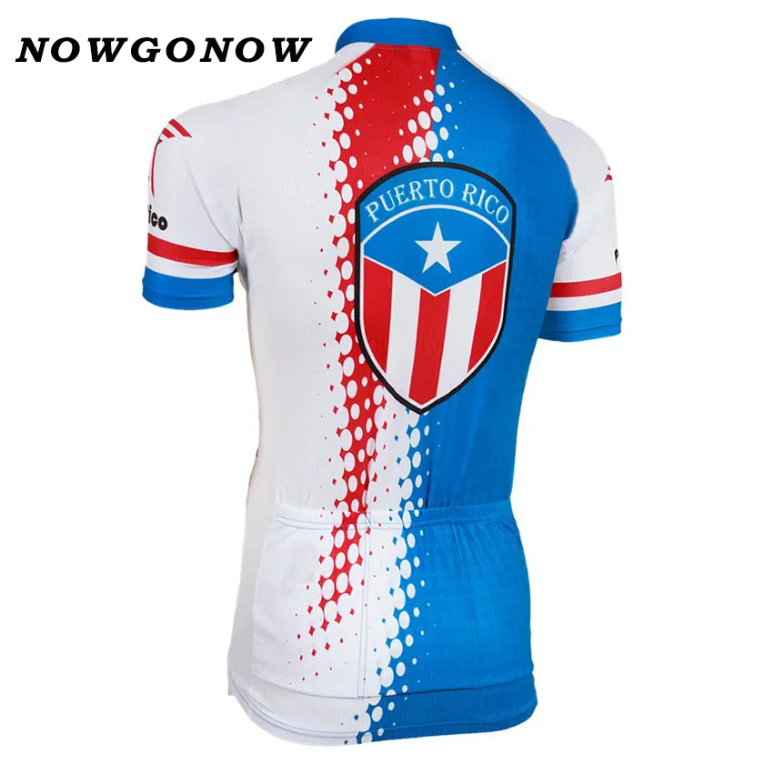 NOWGONOW 2018 Cycling Jersey men red blue national flag team Clothing Bike Wear pro MTB road top Maillot Puerto Rico summer cool