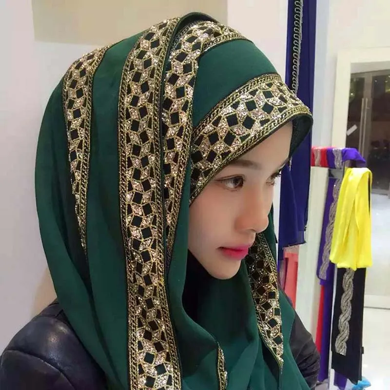 이슬람 여성 Hijab Headscarf 스카프 소녀 여름 무슬림 Headscarf 패치 워크 무슬림 여성 스카프 Headscarf 무료 배송