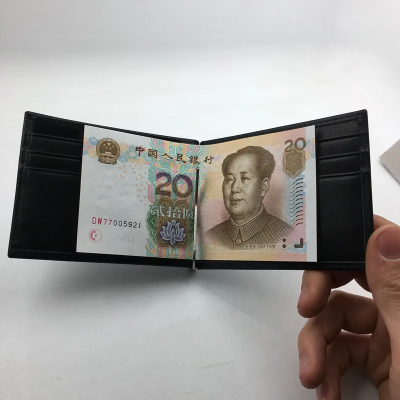 Kredi kartı sahibi ile klasik tasarımcı cüzdanı siyah orijinal deri para klipli Seyahat adamı metal çantası için ince kimlik kartı kutusu262p