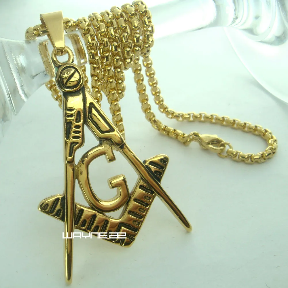 18K Gold Filled Sculpture Vrijmetselarij Masonic Mason Hanger Ketting N283