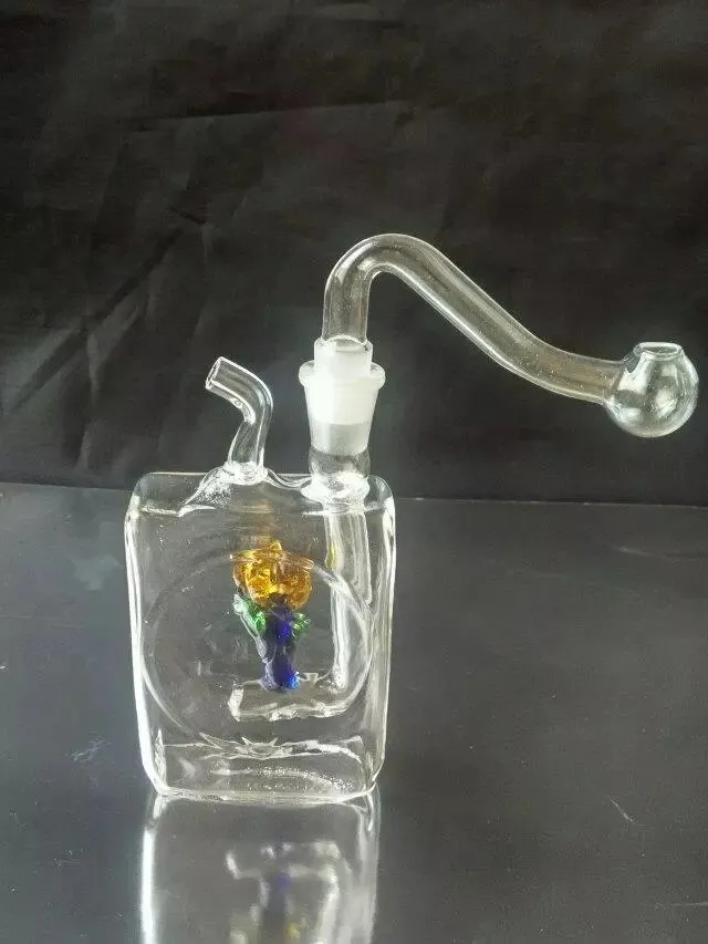 The New Flat Square Water Bottle ,Wholesale Glass Bongs Oil Burner Glass Pipes Water Pipes Glass Pipe Oil Rigs Smoking 