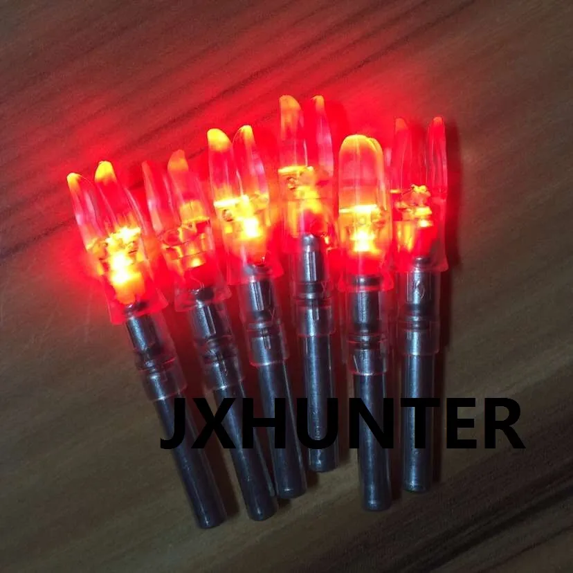 3PK Archery hunting compound bow carbon arrow tails lighted led light arrow nock for ID 6.2mm arrows red color