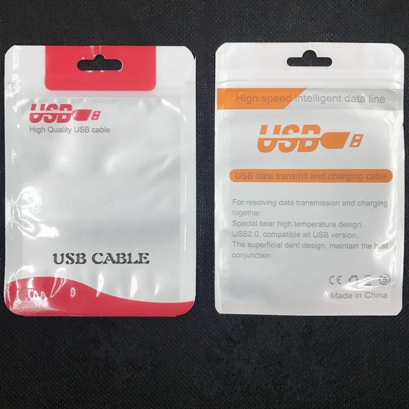 Zíper De Plástico Pacote de Varejo Saco Pendurar Buraco Embalagem Poli para Cabo USB OPP Sacos de Embalagem para o Caso de Telefone Celular Carregador de Parede
