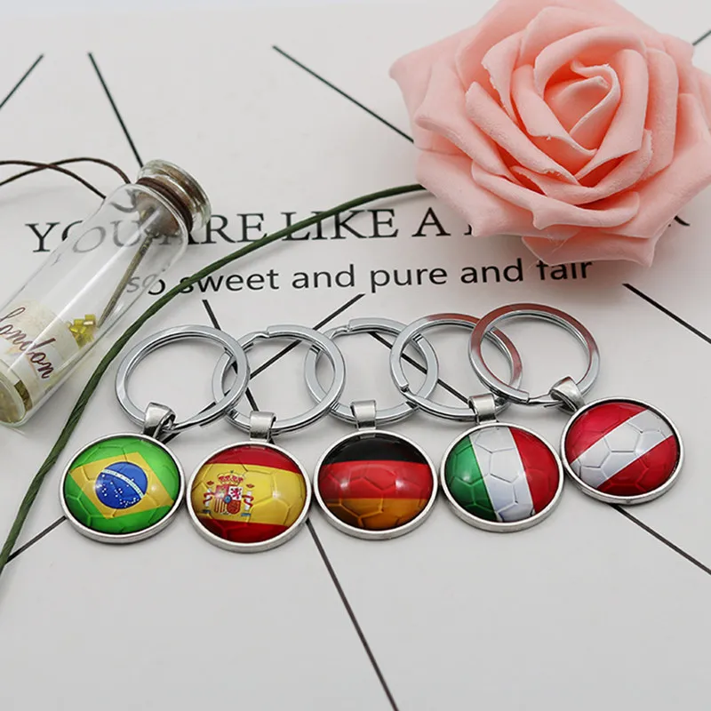 Fooball Keychains World Countries Flag Soccer Key Chain Rings Fans Souvenir Fashion Men Women Key holder Promotion Gifts