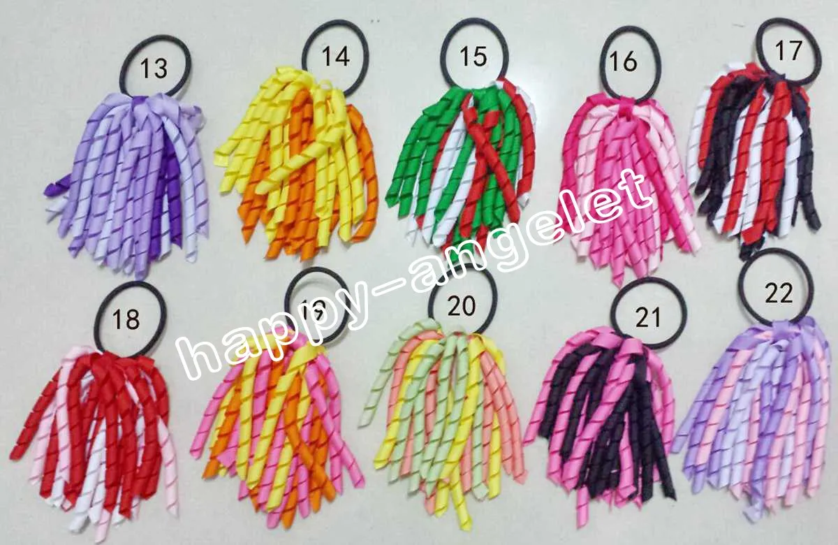 bébé O A-korker Ponytail diverses couleurs Corker rubans bouclés banderoles Cheer arcs de cheveux avec corde de cheveux élastique Cheerleading hairbanPD002