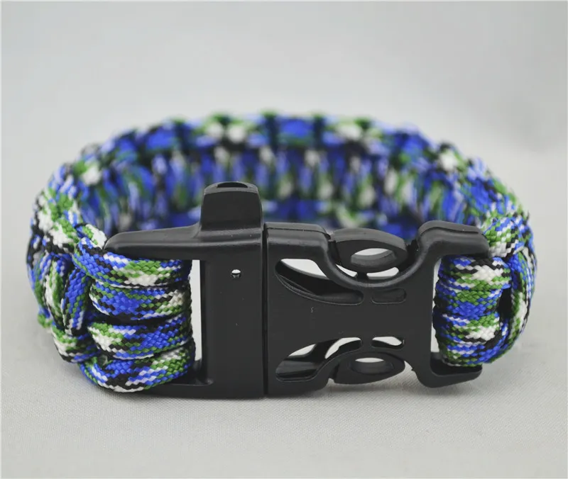 Camping en plein air Multifonctionnel Paracord Survie Bracelet Kits Cordon Bracelets Urgence Évasion Survie Corde Sifflet 