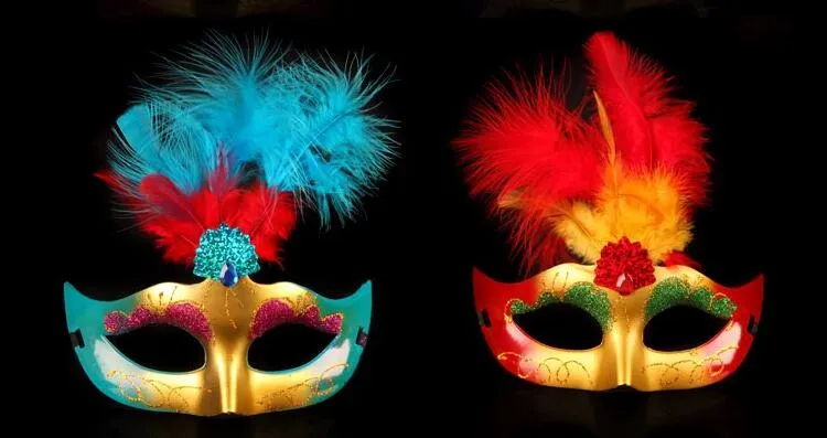 Masks Princess gold dust feather mask fluffy feathers Halloween costume ball masquerade Party mask gifts4881543