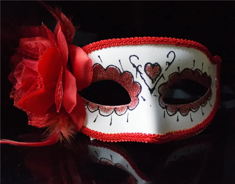 2015 novo dia das bruxas adereços laterais flores máscara mix masquerade bola passarela vestido de princesa trouxe flores máscaras de festa máscaras meia face