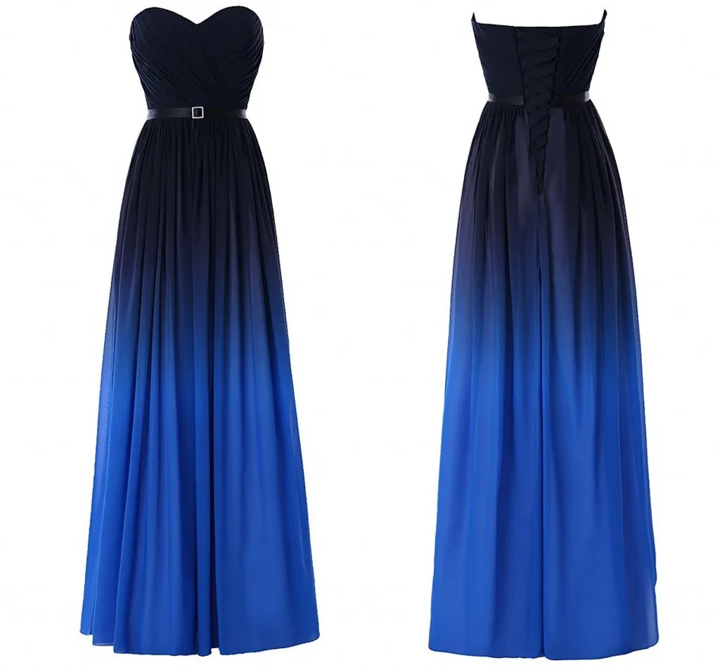 Mode Gradiënt Ombre Prom Jurken Sweetheart Zwart Blauw Chiffon Nieuwe Vrouwen Avond Formele Jurk 2020 Long Party Dress Red Carpet