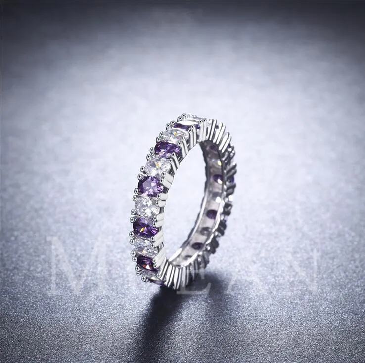 2017 Ny ankomst Partihandel Choucong Kvinnor Mode Smycken 925 Sterling Silver Amethyst CZ Diamond Party Classic Lady Band Ring Gift