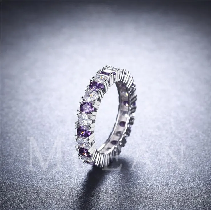 2017 Nouvelle Arrivée En Gros Choucong Femmes Bijoux De Mode 925 En Argent Sterling Améthyste CZ Diamant Parti Classique Lady's Band Bague Cadeau