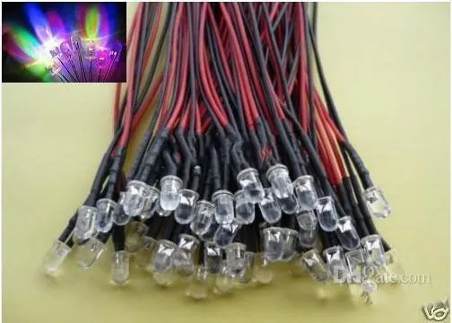 Spedizione gratuita 50pcs RGB rapido lampeggiante 5mm LED PRE cablato Lampadina 12V lampadina