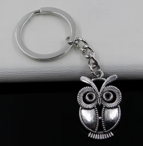 Hot 20 teile / los DIY Zubehör Antike silberne Zinklegierung Owl Chain key Ring Keychain