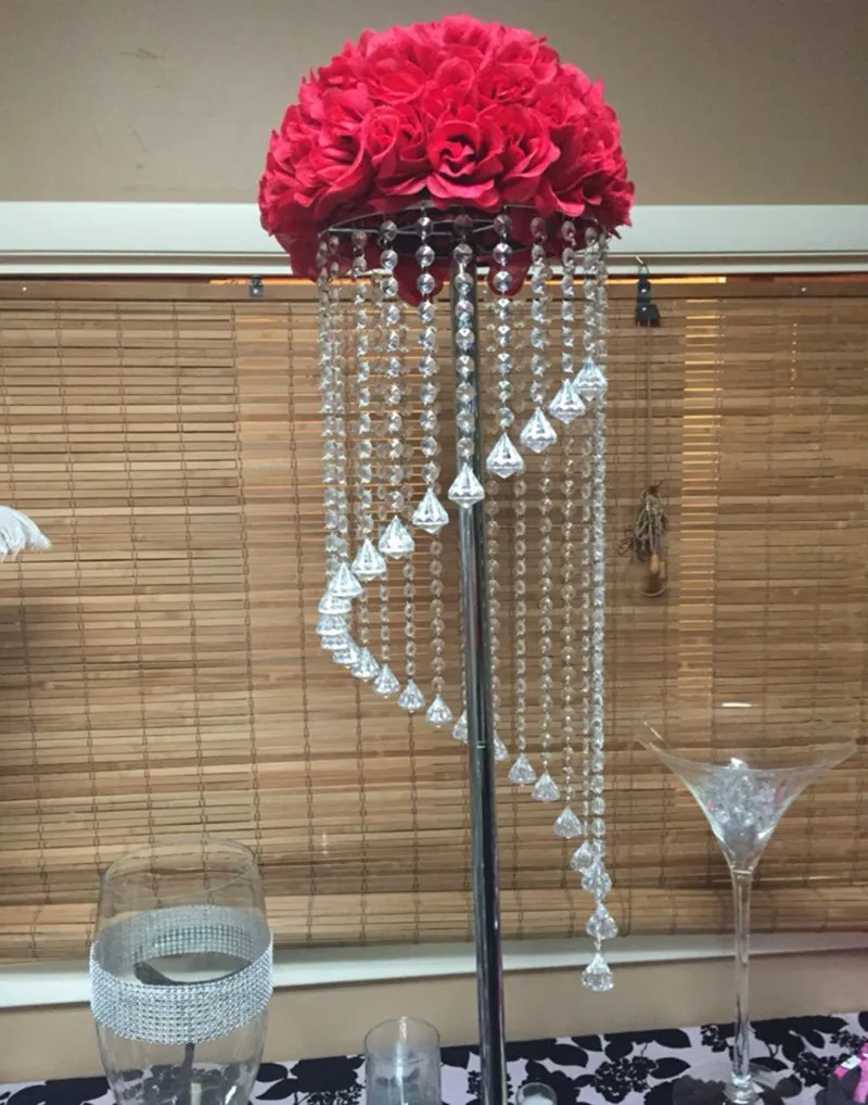 Por granel elegante espumante cristal claro guirlanda lustre suporte de bolo de casamento suprimentos de festa de aniversário decorações para mesa t6479886