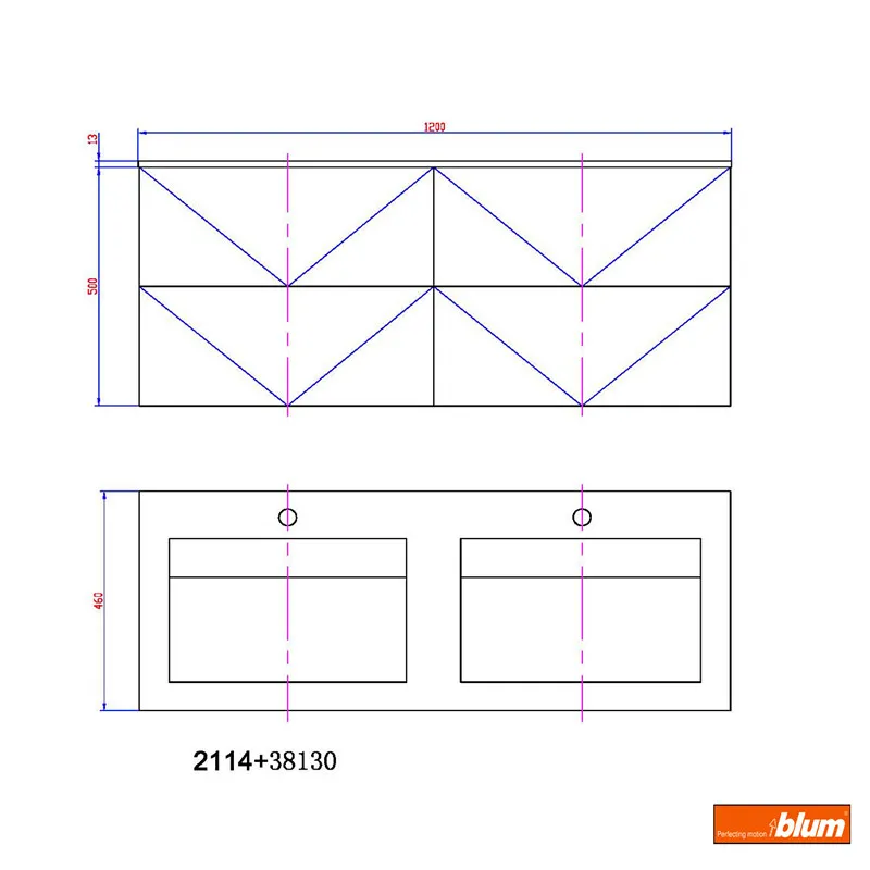 1200mm X 4600mmX500mm 욕실 가구 블룸 소프트 탑스 솔리드 표면 세면대 클록 룸 벽 걸이 캐비닛 2114