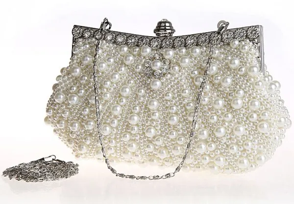 Splendide perle da sposa Borse a mano Accessori da sposa di lusso economici di alta qualità Borsa da sera da sera in avorio nero champagne