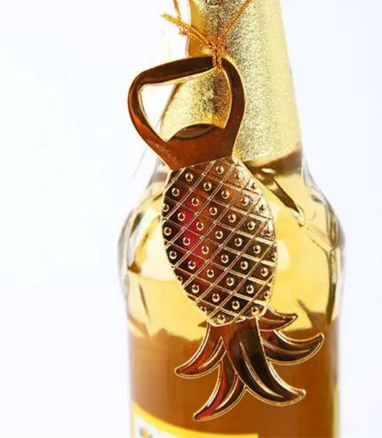 Free Shipping 100pcs/lot Gold Tropical Pineapple Bottle Opener Beach Bridal Wedding Favors Souvenir Gifts Event Party Supplies