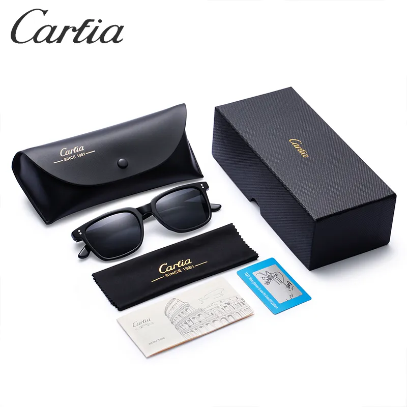 Carfia Date 5354L lunettes de soleil pour hommes Rectangle Conduite lunettes de soleil polarisées lunettes de soleil pour hommes 53mm 4 couleurs avec boîte d'origine2950