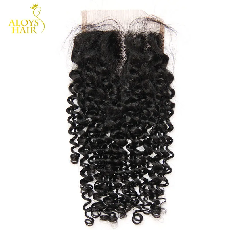 Grad 7a Obehandlat Indiskt Virgin Human Hair Closure Gratis Del Mellandel Kinky Curly Lace Top Closure Indian Curly Hair Closures Bundles