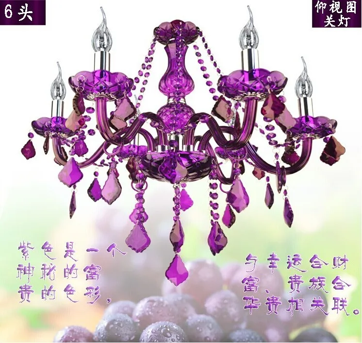 Spedizione Gratuita Nuovo Arrivo Lampadario di Cristallo Viola Luce di Cristallo 6 Bracci JP8682/6L D550MM H500MM