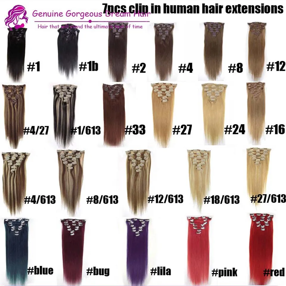 100% Human Remy Clip-in Indian Hair Extensions Layers Clip sur l'extension # 613 blond clip dans les extensions de cheveux humains