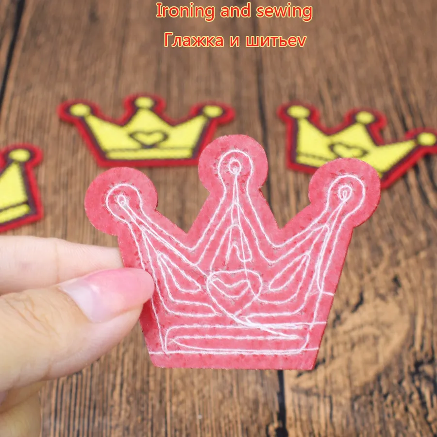 Gold Crown Sequined Patches for Clothing Iron on Transfer Applique Patch for Jeans Dress DIY Sew on Embroidery Sequins