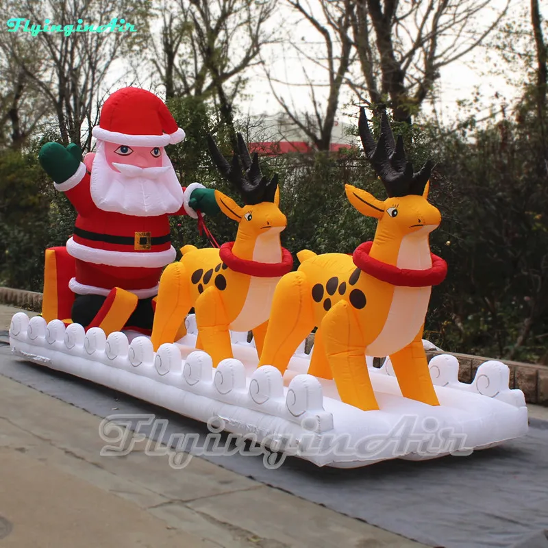 Wholesale 6m Inflatable Santa Claus Deer And Reindeer Sleigh For