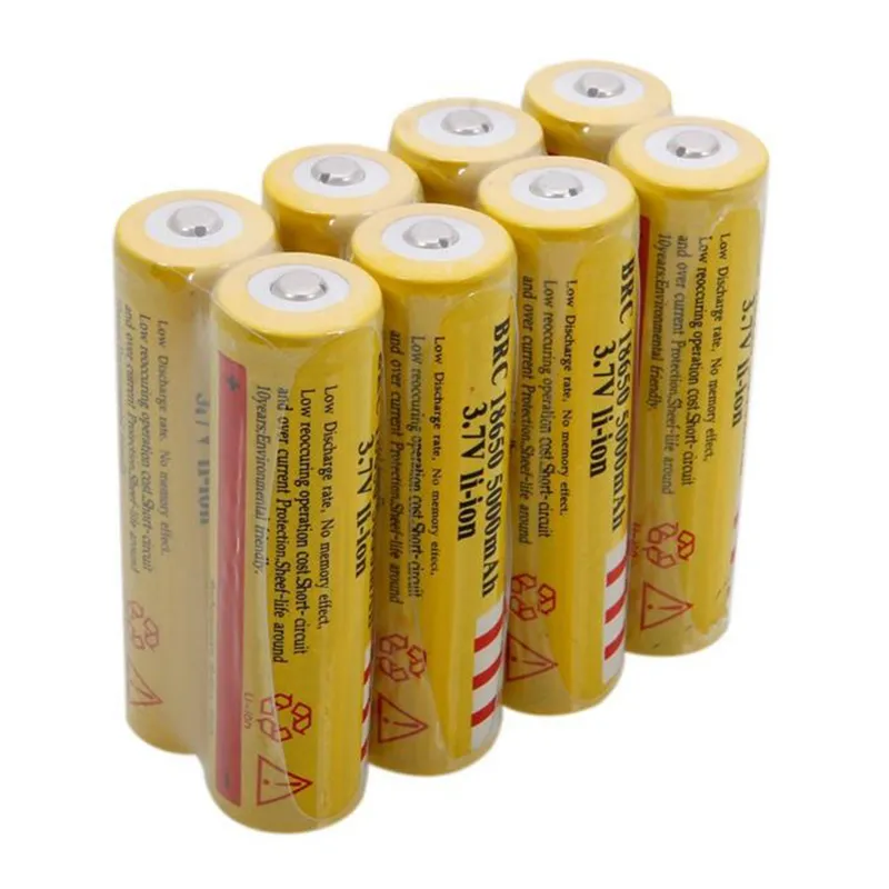 10 Pieces 5000mAh 3.7V Rechargeable 18650 Battery(Yellow)