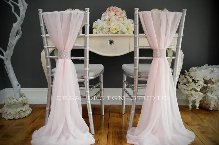 Ivory Chiffon Chair Sashes Wedding Party Deocrations Bridal Chair Covers Sash Bow Custom-made Color Available 20inch W * 85inch L