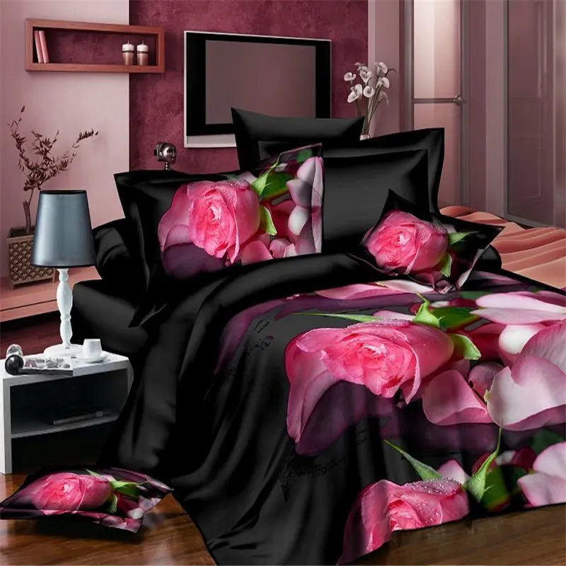 Szlachetne pionie kwiatowe 4 szt. Zestawy okładki kołdry dla kobiety dziewczyny king size quilt z łóżka Połata pościelą