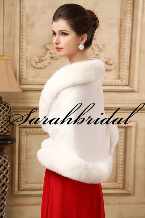 Nouvelle fausse fourrure en boucle de mariée en bouvrage cape cape châle de veste boléro manteau parfait pour la femme mariée de mariage d'hiver réelle image 20195731135