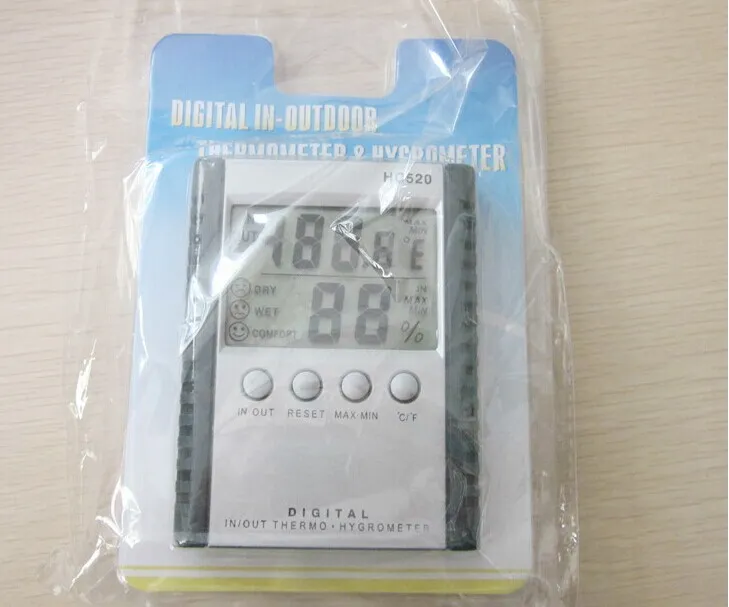 Digitale thermometer Hygrometer temperatuurvochtigheidsmeter voor indoor outdoor LCD-scherm HC520 in retailpakket / 