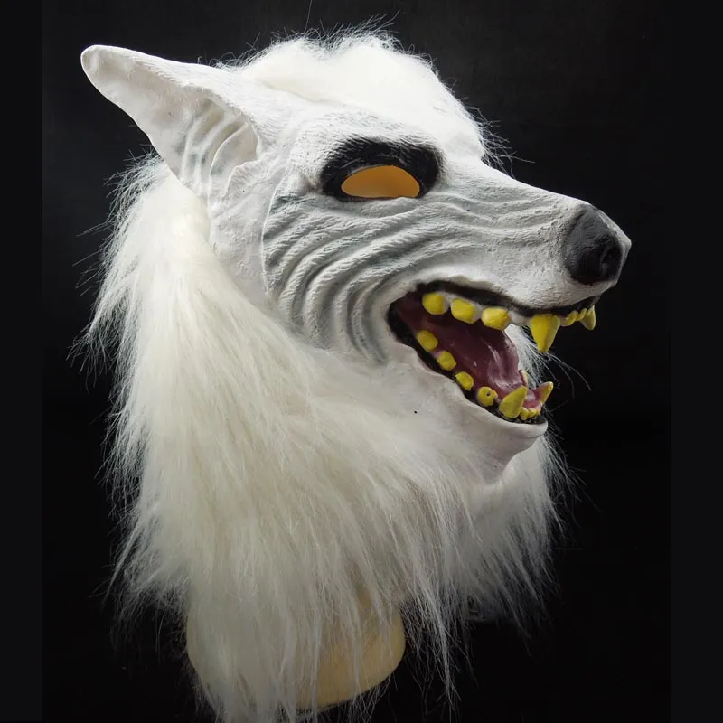 New White Wolf Mask Animal Head Costume Latex Halloween Party Mask Carnival masquerade ball Decoration novelty Christmas gift 