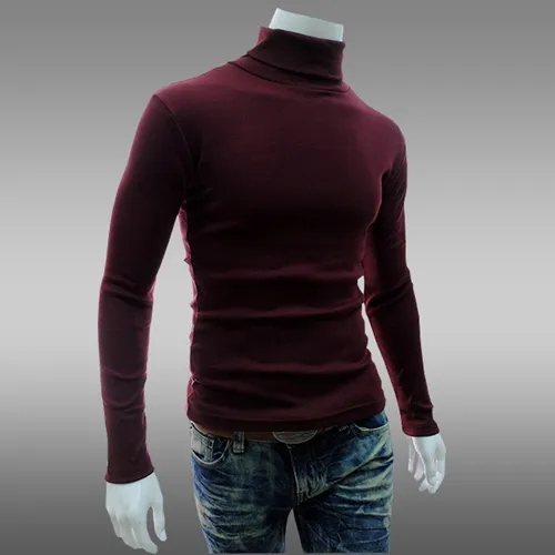 Men's Casual Fashion Sweater Mens Hight Quality Knit Sweater Knit Turtleneck Collar Outerwear