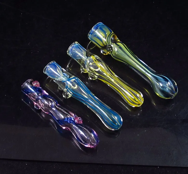 glass one hitter smoke pipe tobacco spoon Heavy dichronic dichroic mix color and style free shipping wholesale 4-5 Inch