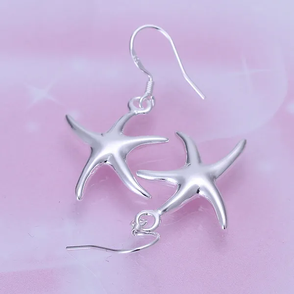 Nouvelle plaque en argent sterling Les boucles d'oreilles étoile de mer DFMSE062, boucles d'oreilles pendantes en argent 925 pour femmes es beaucoup