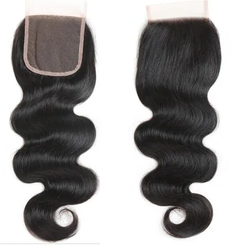 Brazilian Virgin Human Hair Lace Closure Peruvian Malaysian Indian Cambodian Mongolian Body Wave Straight Curly 4X4 Closures