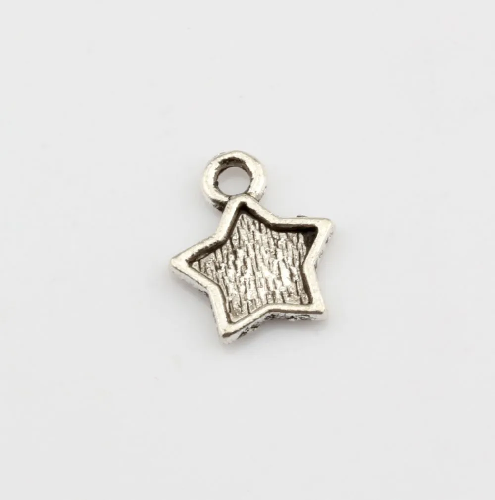 Heta! mode antikviteter silver zink legering stjärna charms pendants diy smycken 12x9mm