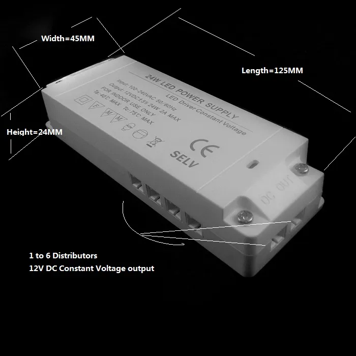 Ultra-Thin 24 W adaptery zasilania LED 100-240 V AC do 12 V DC 2A dla pod szafki