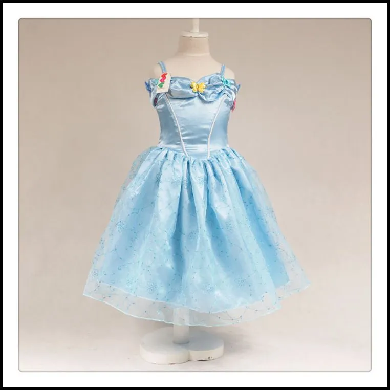 Samgami Baby Girls Cinderella Princess Party Dresses Kids Girl Cosplay Kostym Sundrar med Butterfly Decoration Sa0014 #