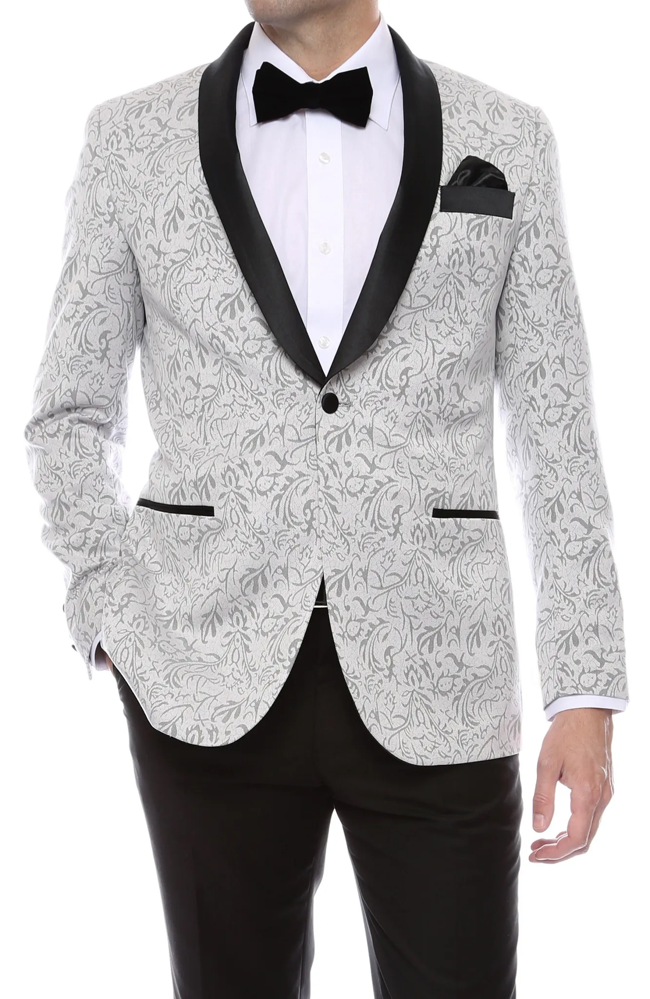 Gramercy Hommes Argent Tapestry Super Slim Fit smokings marié 2021 côté garçons d'honneur des hommes de mariage costumes de bal Custom Made veste + pantalon + cravate + Gilet