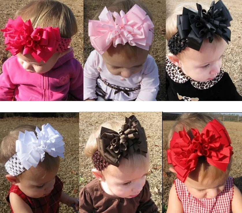 fille M2MG Hairbows Layered Korker ruban bouclé Hair Bows clips Boutique Kids corker Hair bands Hairclips Headwear accessoires PD014