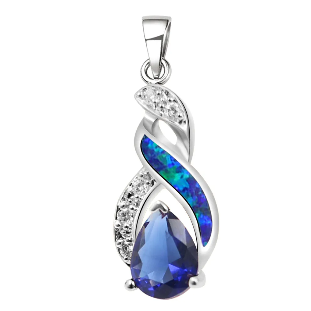 925 Sterling Silver Jewelry Sets Natural Opal Genuine Ocean Blue ...