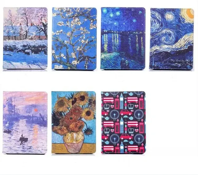Printing World Famous Painting PU Leather Case Cover for ipad mini123 mini4 ipad 234 Air 5 Air2 6
