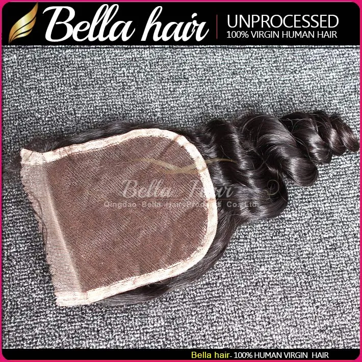 Bella 4x4 Midde3 Part Loose Wave Top HD Lace Closure Natural Hairline Malaysian Peruvian Brazilian Human Hair Bundles Deals8836858