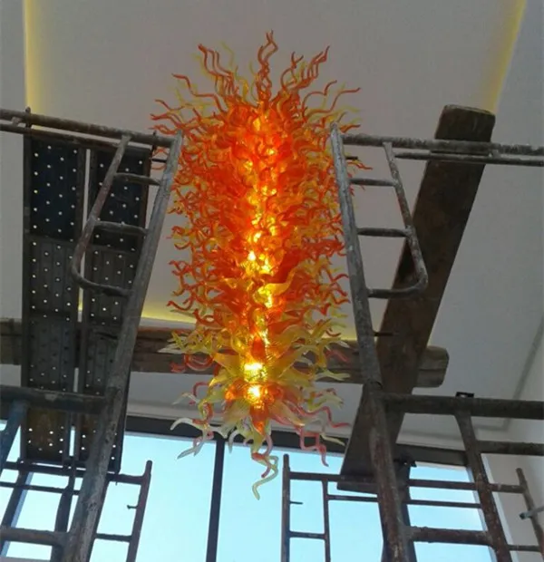 공장 가격 대형 무라노 유리 샹들리에 호텔 로비 장식 LED 조명 블로운 유리 샹들리에 조명
