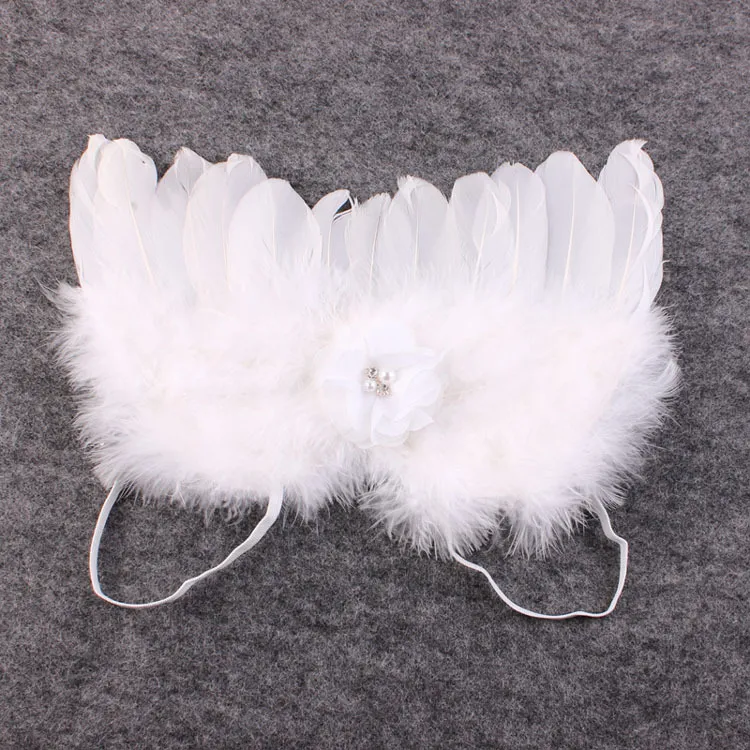 Baby Grote Krullende Veren Chiffon Bloem Kant Hoofdband Angel Wing Little Fairytale Kostuum Foto Prop Haarband Haaraccessoires YM6132